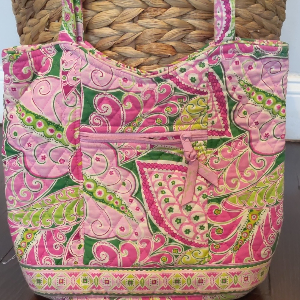 Vera Bradley pink and green tote